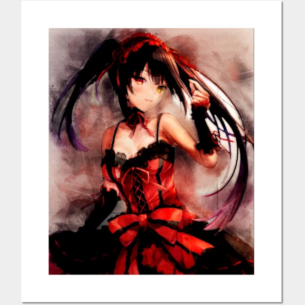 Tokisaki Kurumi Anime Watercolor Wall Art by Isamu Studio